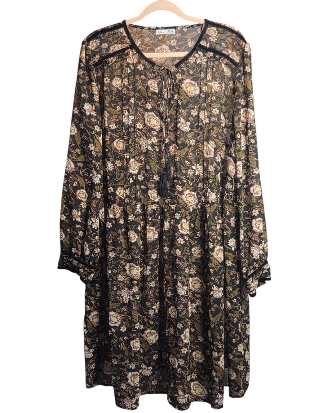 Dex Sheer Floral Long-Sleeve Dress - Picture 2 of 7